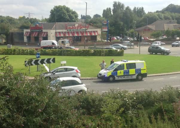 A car has broken down on the Hornsbridge roundabout in Chesterfield.