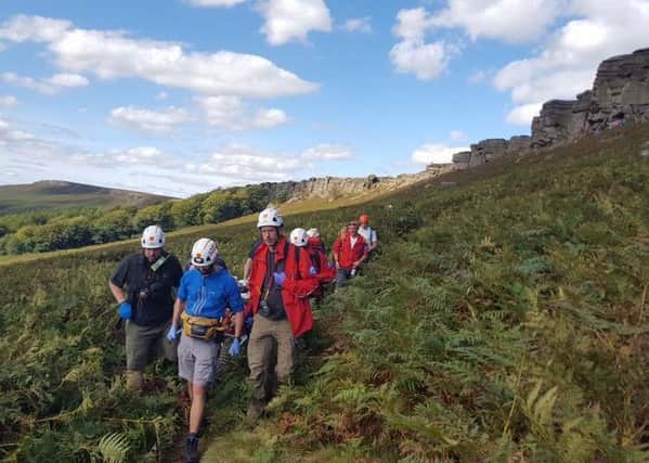 A man in his 50s was rescued from Stanage Edge by Edale Mountain Rescue Team and the Lincs and Notts Air Ambulance on Sunday, September 11 (Photo: Edale MRT).