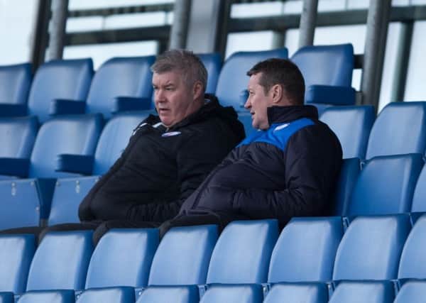 Chesterfield Reserves vs Gateshead Reserves - Danny Wilson watches the reserves from the stands with Chris Turner - Pic By James Williamson