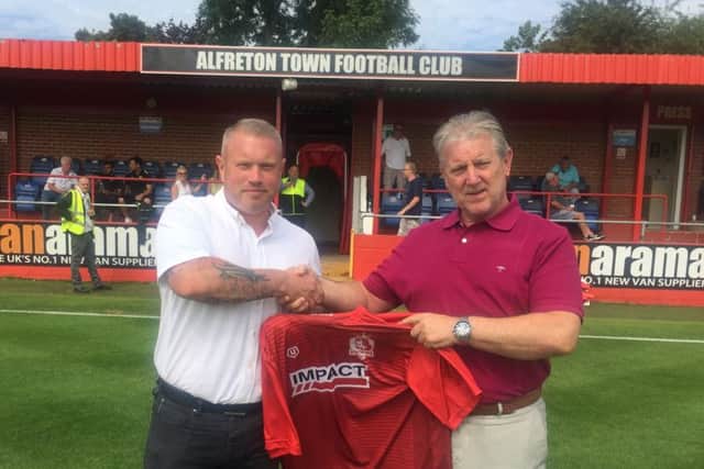 Alfreton chairman Wayne Bradley with academy manager Jamie Brough