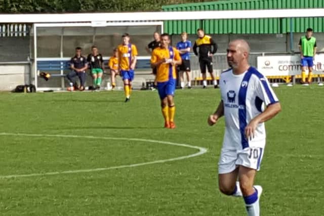 Gary Taylor-Fletcher on his way to a brace for Chestrefield reserves against Mansfield Town today.