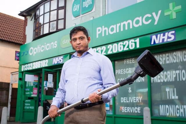The would-be robber was chased off by a staff member and a Henry hoover. Photos and video - SWNS.