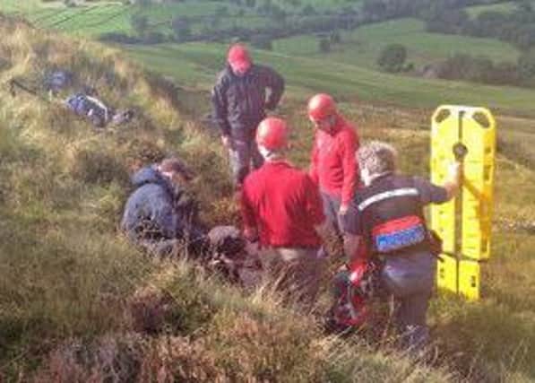 Buxton Mountain Rescue Team  go to the aid of a man on Combs Moss, Derbyshire.