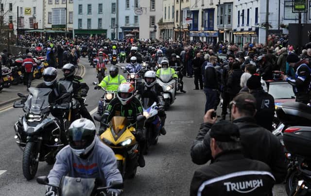 Thousands of bikers rode through Matlock Bath in protest after the plans were announced. Picture: Andrew Roe.