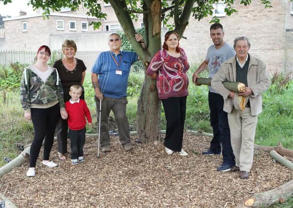 Volunteers starting work to create a community garden in Boythorpe, Kelly Stevens, Joy Glossop, Calvin Pickering, cllr Keith Miles, Gemma Andrews, Peter Openshaw and Michael Andrews