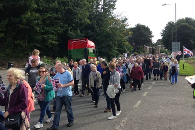 The protesters on their way through Matlock.