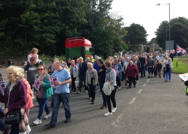 The protesters on their way through Matlock.