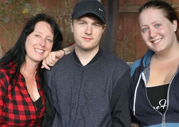 James Underwood with mum Dawn and sister Laura.