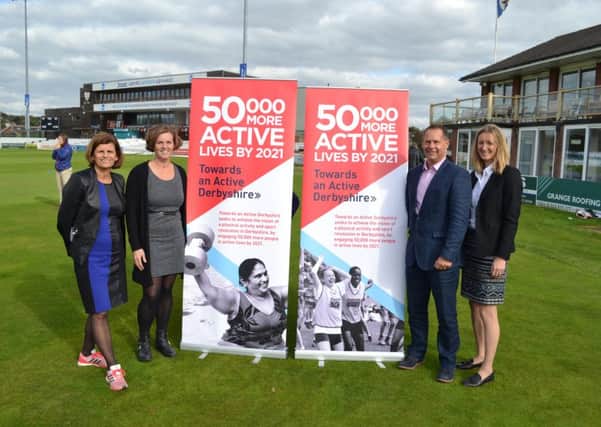 Professor Kath Mitchell, Hayley Lever, Andy Reed OBE and Ilana Freestone at the Towards an Active Derbyshire launch.