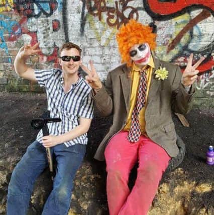 Director Adam Widdowson and Clowne's original killer clown, Chris Carter.