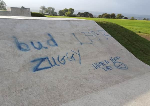 Graffiti left a Pilsley skate park.