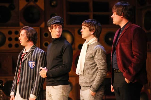 Mark Newnham (Dave Davies), Ryan O'Donnell (Ray Davies), Garmon Rhys (Peter Quaife) and Andrew Gallo (Mick Avery) in Sunny Afternoon. Photo by Kevin Cummings.