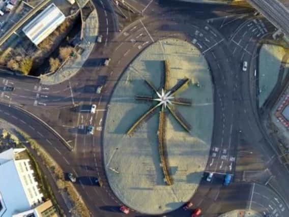 Horns Bridge roundabout from above. Picture by Steve Fairburn, founder of www.rise-above-it.co.uk