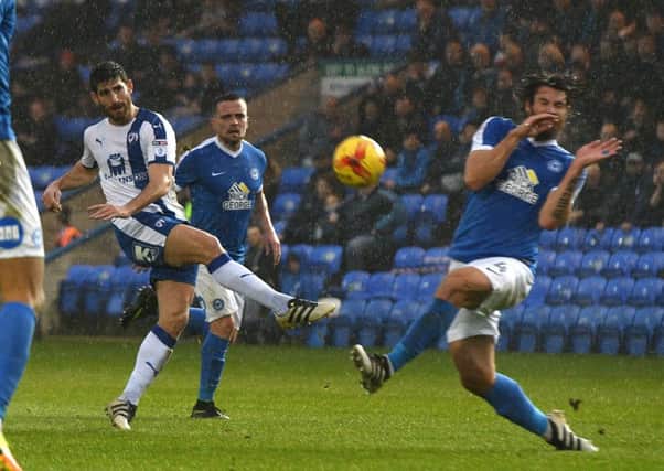 Picture Andrew Roe/AHPIX LTD, Football, EFL Sky Bet League One, Peterborough United v Chesterfield, ABAX Stadium, 09/12/16, K.O 3pm

Chesterfield's Ched Evans has a shot on goal

Andrew Roe>>>>>>>07826527594