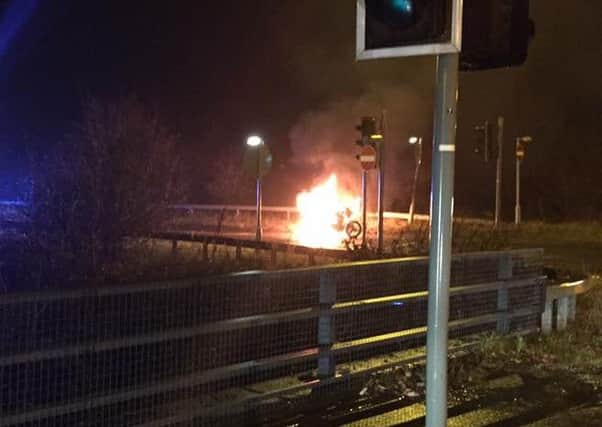 picture of a motorcycle on fire off the Hasland bypass sent in  by Derbyshire Times  reader Curtis Marriott on Monday December 12.