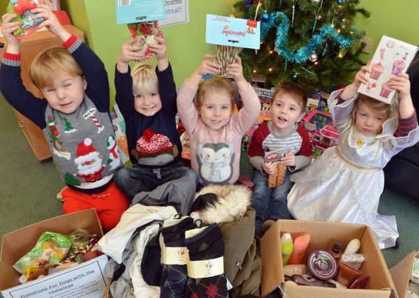 Barlborough Treetops nursery collecting for charity. Luis young, Albie Weaver, Ollie Luxton, Ollie Mulhern and Zanthe Hodkin.