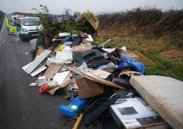 Fly tipping on Morton Lane near Apperknowle.