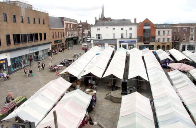 Work underway at Chesterfield's Market Hall - aeriel view of Chesterield Market place