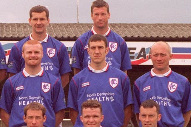 Sean Dyche (middle row, left) and Nicky Law (middle row, right) smile for Chesterfield team photo in 1996