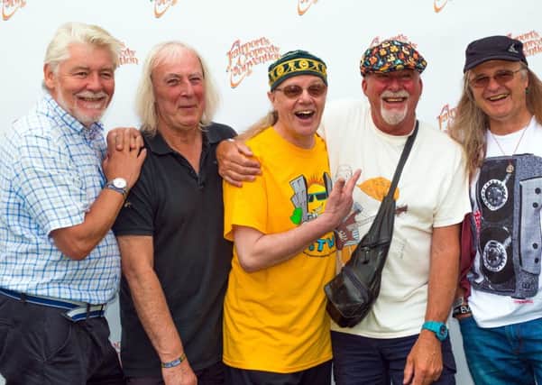 Fairport Convention backstage at Fairport's Cropredy Convention festival