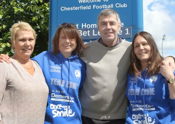 Spireites legend Ernie Moss with his wife Jenny and daughters Nikki and Sarah
