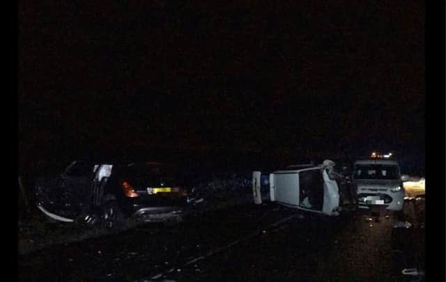 Crash involved five vehicles. Pic from @DerbyshireRPU