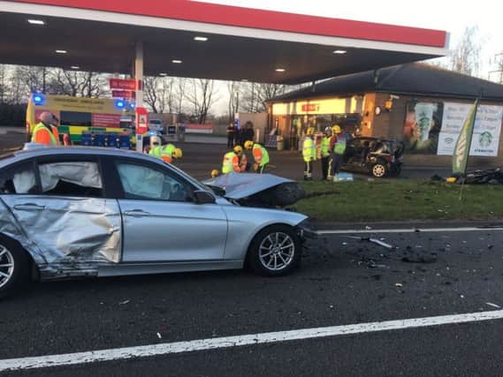Crash on the A617 near Temple Normanton. PHOTO: Derbyshire Roads Police, Twitter
