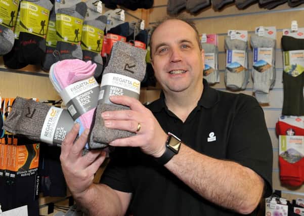 Free pack of socks from Peakland Outdoors, pictured is Roger Milner