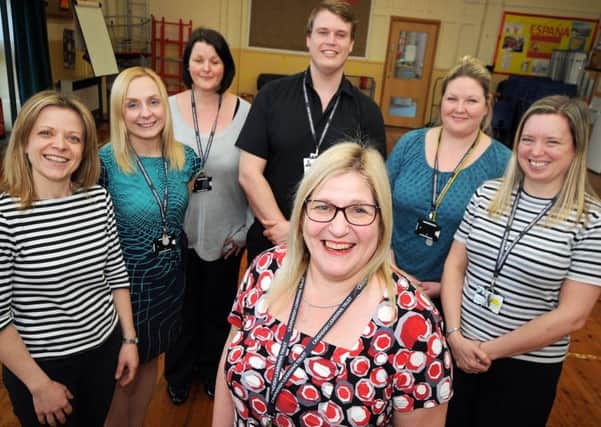 Headteacher, Karen Porteous with her teaching staff, from left, Anna Higham, Carly Powell, Kirstie Hindle, Ben Wray, Beki Vodden-Page and Heidi Ketton.