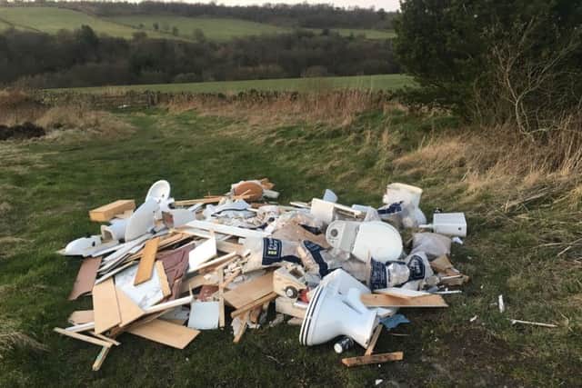 Fly-tipping in on Harewood Road in Holymoorside.