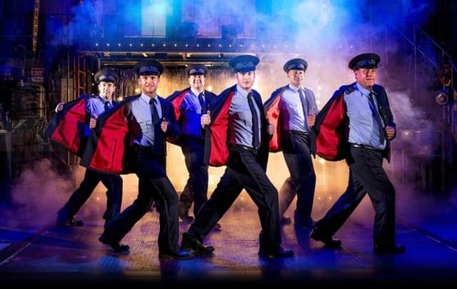 Anthony Lewis, Chris Fountain, Kai Owen, Gary Lucy, Louis Emerick and Andrew Dunn in The Full Monty. Photo by Matt Crockett.
