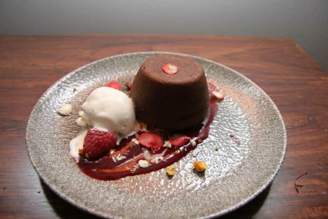 Chocolate and raspberry fondant