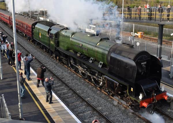 Karen Wheatley snapped this photograph of the Duchess of Sutherland as it steamed through the newly-opened Ilkeston Station on Wednesday evening.