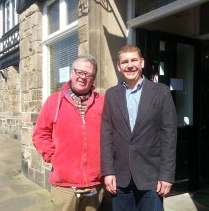 Phil Serrell with Andy Wadsworth outside the Bolsover Antiques Centre.