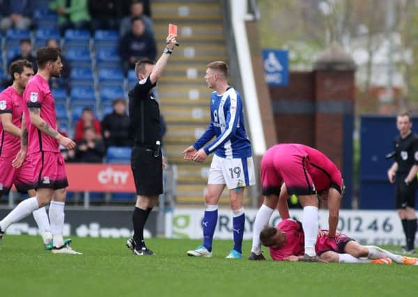 Chesterfield FC v Southend, Dion Donohue sees red