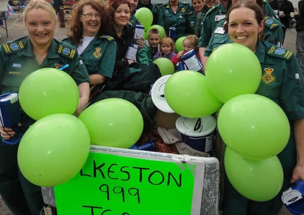 Annual Ilkeston Hospital Bed Push charity event in Ilkeston Market Place.