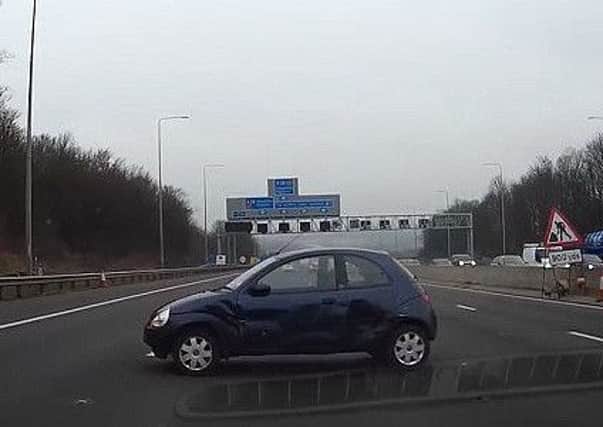 Shock for motorists as driverless car rolls onto M1. Photo courtesy of Nextbase/IdiotUKDrivers Exposed