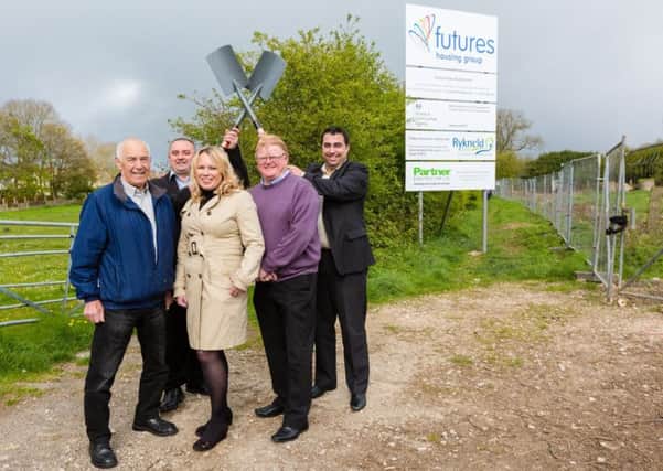 Pictured, from left: Coun Barry Barnes, of North East Derbyshire District Council; Graham Wingfield, Head of Regeneration and Development at Rykneld Homes; Helen Brown, New Business Manager at Futures Housing Group; Nigel Barker, Chair of Rykneld Homes; Chris Loizou, Head of Development at Partner Construction.