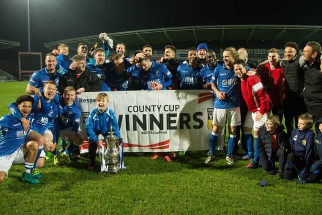 Gresley vs Matlock Town - Matlock Town celebrate winning the Derbyshire Senior Cup - Pic By James Williamson