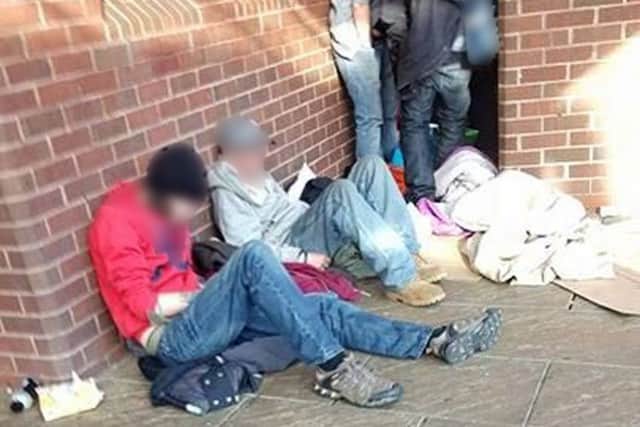 Rough sleepers on New Beetwell Street in Chesterfield.