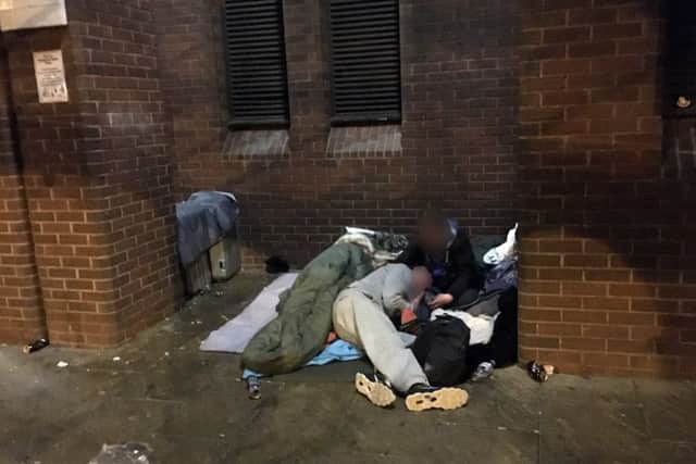 Rough sleepers on New Beetwell Street in Chesterfield.
