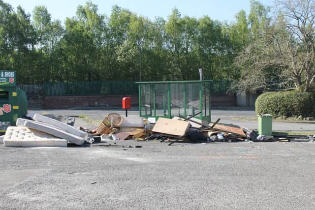 Fly-tipping at the Memorial Hall in Barrow Hill.