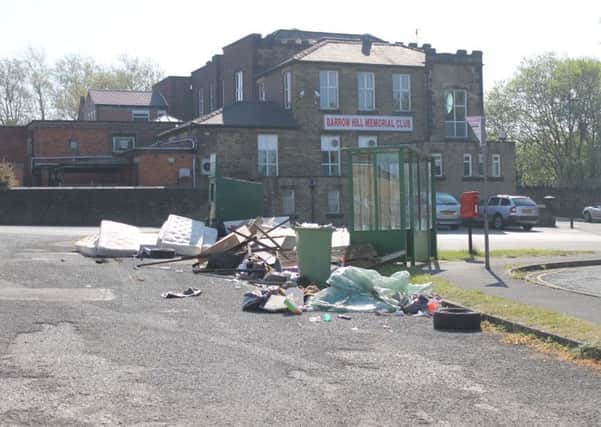 Fly-tipping at the Memorial Hall in Barrow Hill.