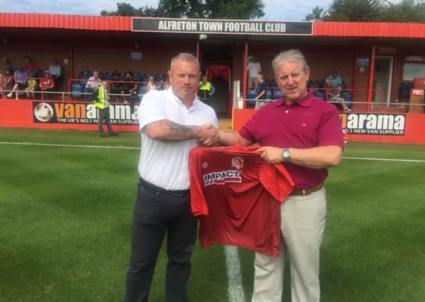 Alfreton chairman Wayne Bradley with newly appointed academy manager Jamie Brough