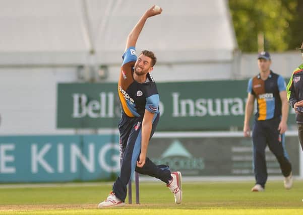 Derbyshire bowler Ben Cotton, who took the only wicket to fall.
