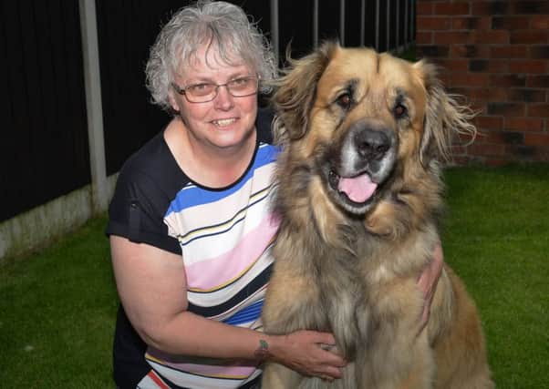 Shelagh Shaw pictured with Scooby who raised the alarm when Shelagh was taken ill during the night.