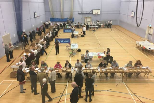 The election count for Bolsover at the Arc in Clowne.