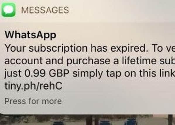 The latest WhatsApp scam message.