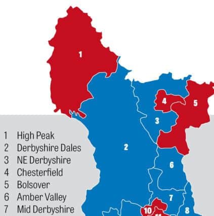 The new Parliamentary political map of Derbyshire.
