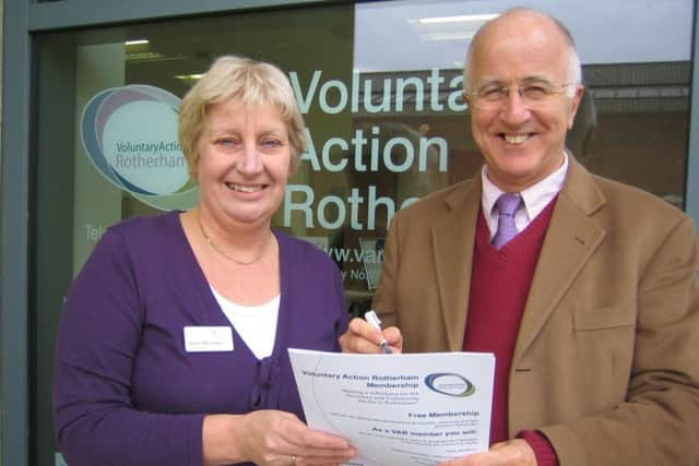 Janet Wheatley, Chief Executive of Voluntary Action Rotherham, with Denis MacShane MP
